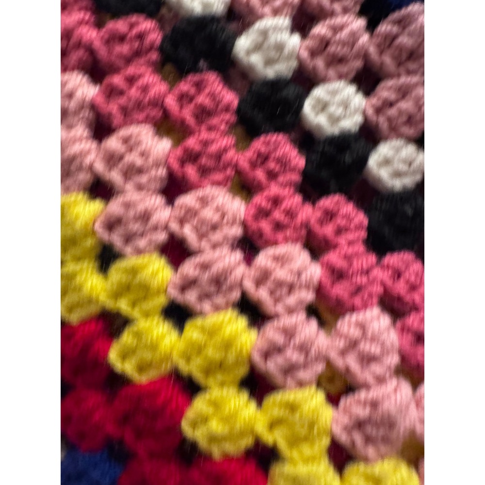 Vintage Handmade Crochet Afghan Throw Blanket Square 55x55 Boho Cottage - Picture 5 of 11